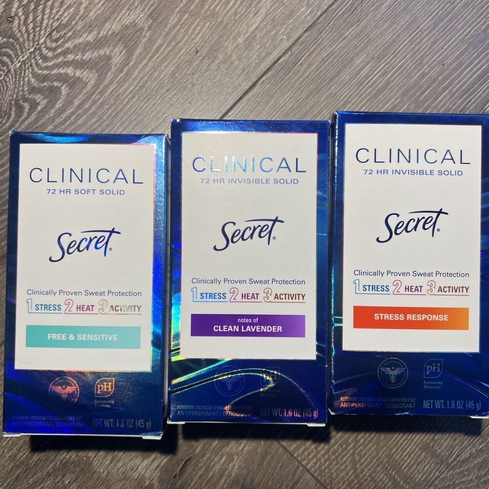 3 Pack Secret Clinical Strength Deodorant Invisible Solid  3 different scents